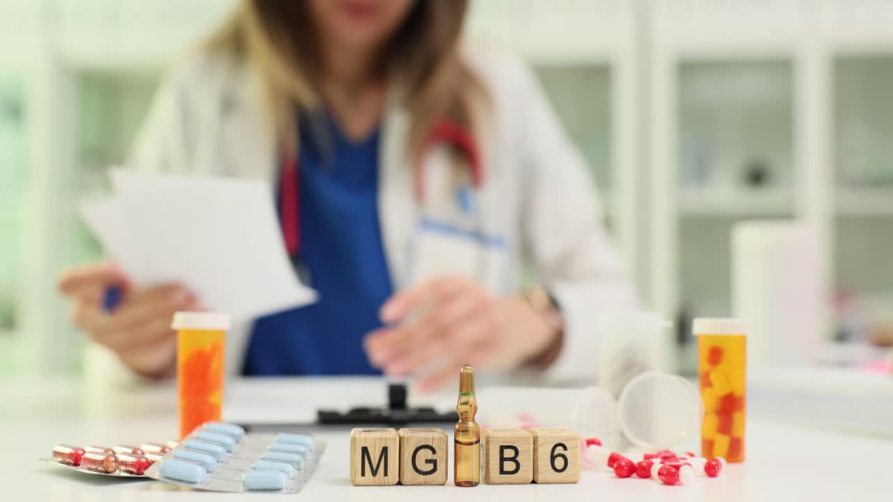 Doctor with vitamins and pills