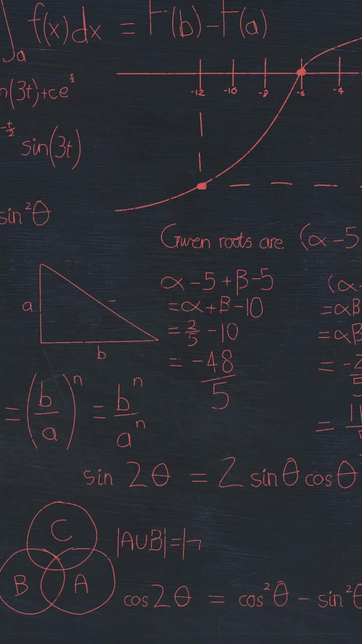 Animation of mathematical data processing on grey background