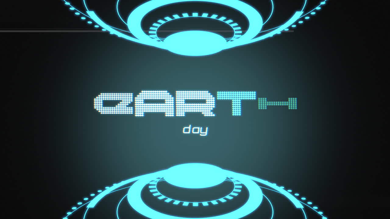 컴퓨터 화면에 원 hud 요소가 있는 지구의 날