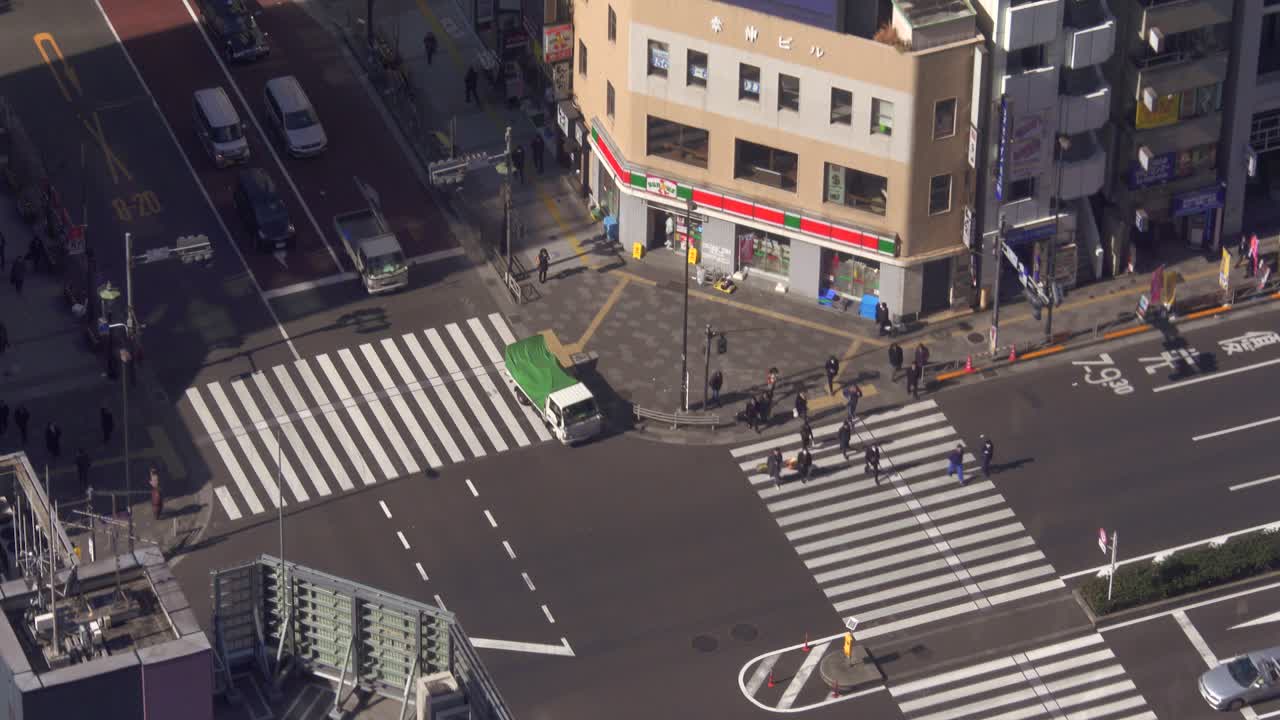 위에서 도쿄 거리 교차로