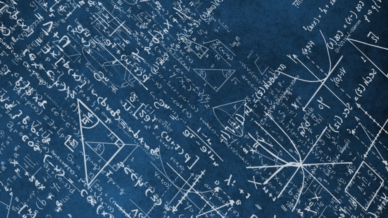 손으로 쓴 수학 수식과 그림의 애니메이션