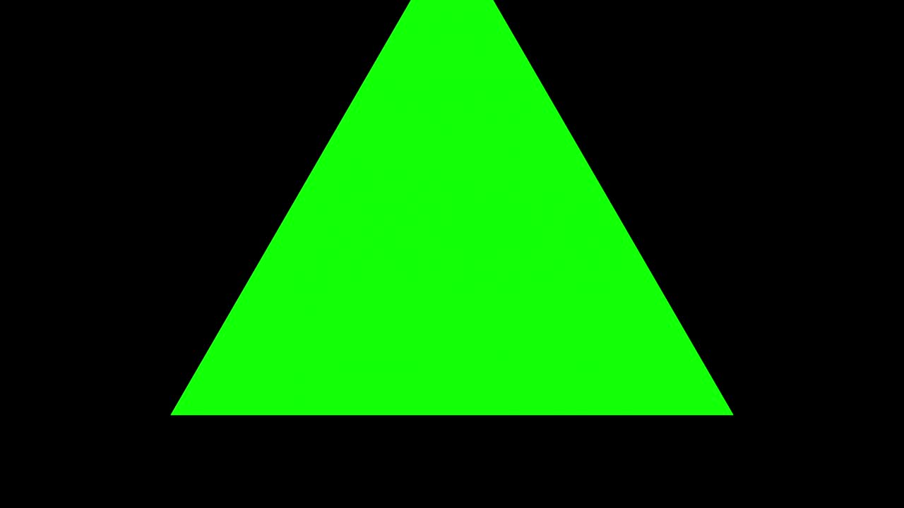 fondo negro y múltiples triángulos en movimiento, acercarse y alejarse repetidamente