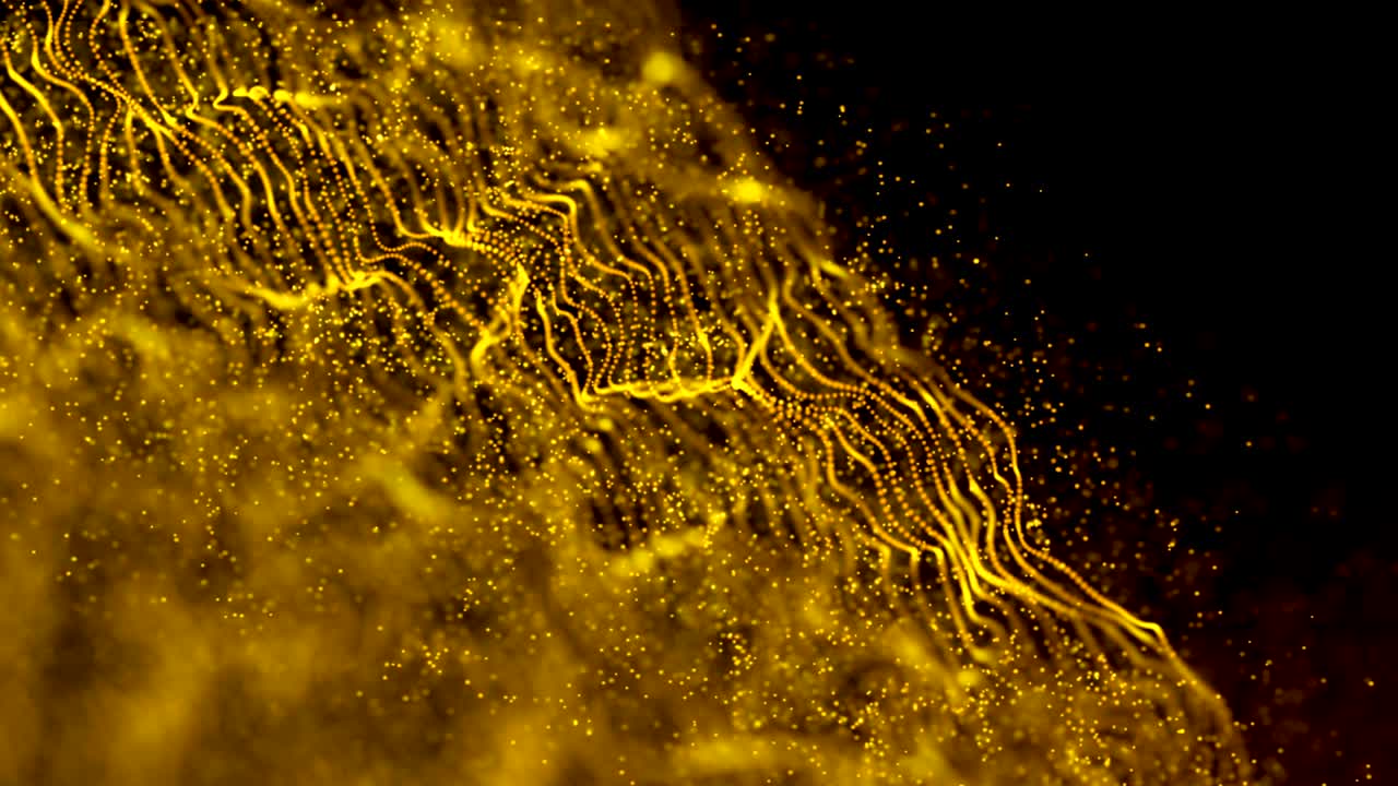 금 입자, 반이는 화려함, 모션, 비, 4k, 축제 배경 개념