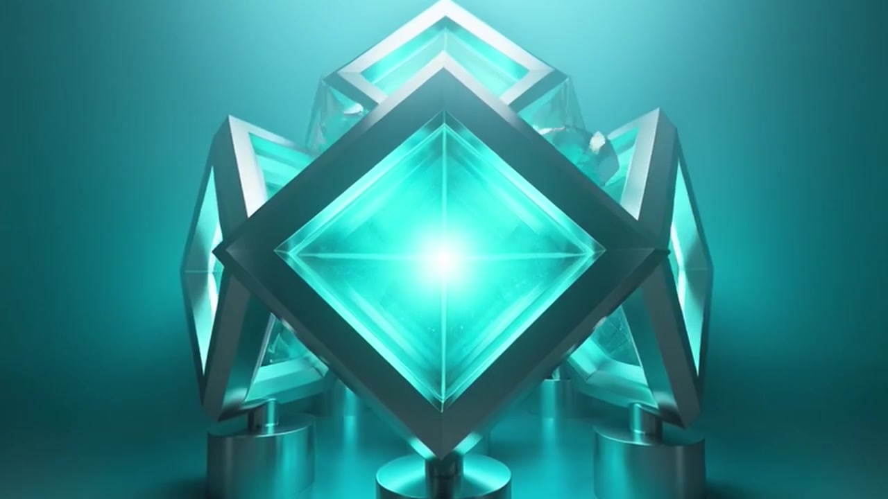 Abstract 3D Animation of Glowing Geometric Cubes Shattering and Reforming
