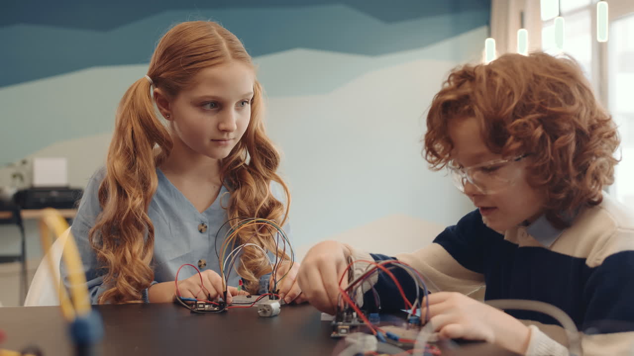 Children Learning Electronics and Robotics in a Classroom Setting
