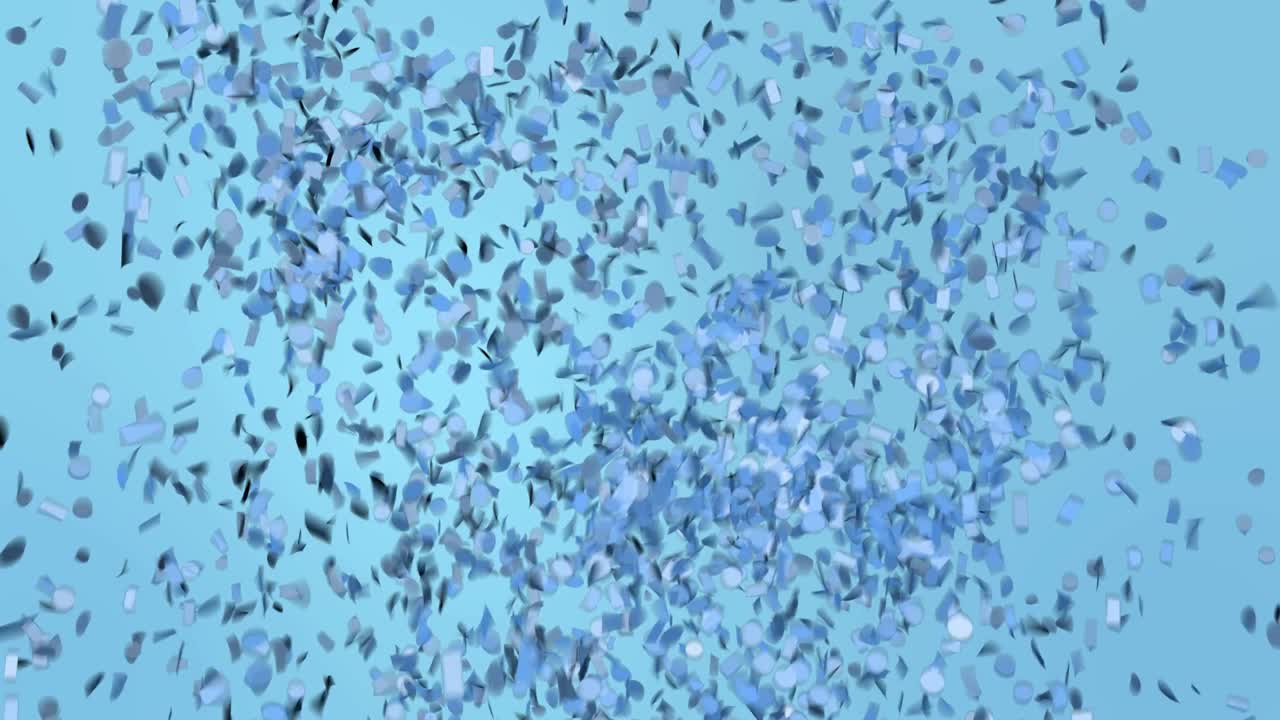 웃긴 파란색 파스텔 콘페티 폭발과 떨어지는 녹색 스크린 애니메이션 영상.