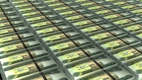 3d animation of ethiopia 100 birr banknotes money stack on white background