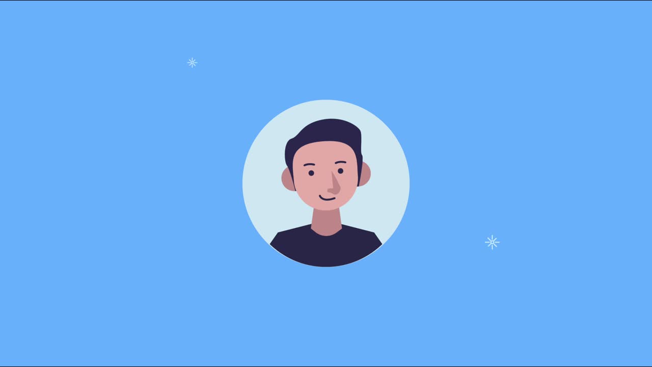 young man contact user animation