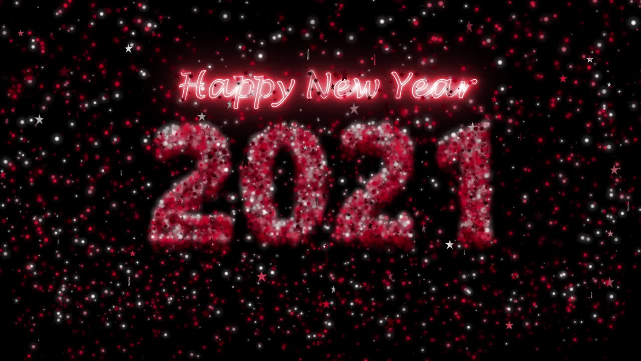 4K Abstract Loopable 2021 Happy New Year and Snowflake Background