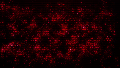 rapid random flickering of red round pixel dots on dark background. digital screen. abstract looped animation.
