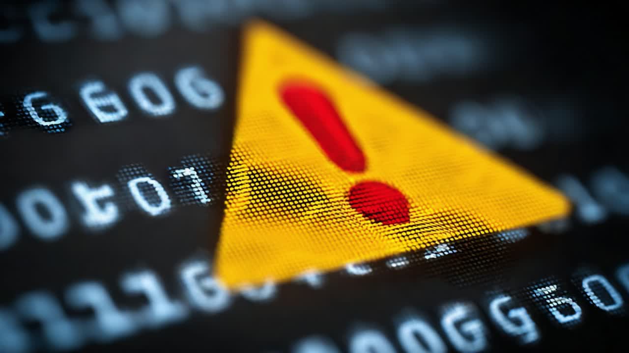 Warning Sign Overlaid on Digital Codes Signifying Alertness in Cybersecurity Environment