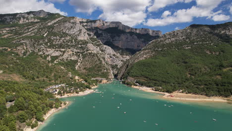 Lake-of-Sainte-Croix-and-Verdon-gorges-aerial-shot-sunny-day-France