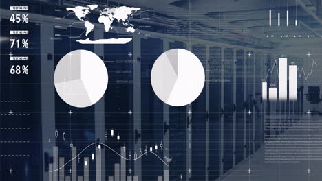 animación de análisis de datos sobre servidores en el centro de datos
