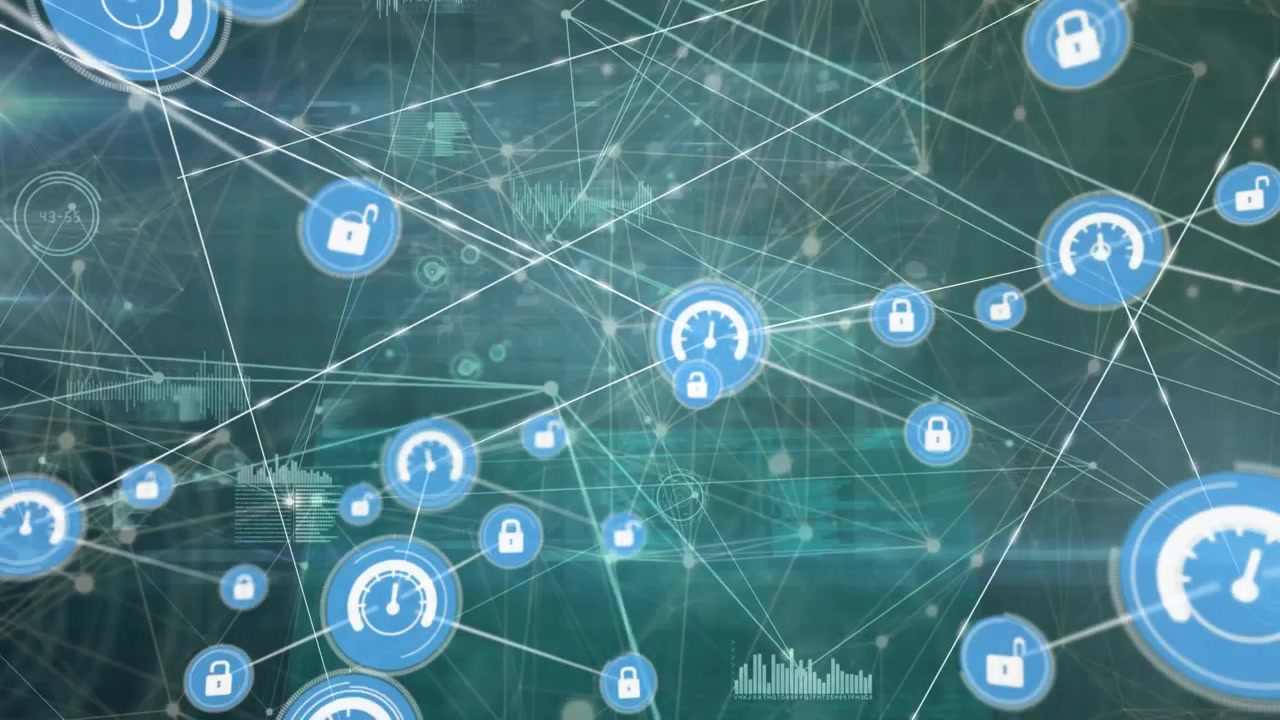 Animation af netværk af forbindelser med ikoner og databehandling