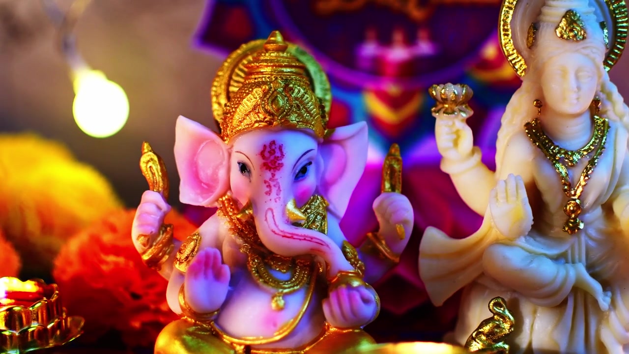 Signore Ganesha e Dea Lakshmi per la celebrazione del festival Diwali