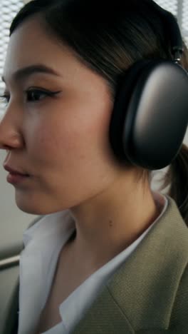 woman wearing headphones