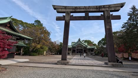 slow panoramic view of a traditional shrine