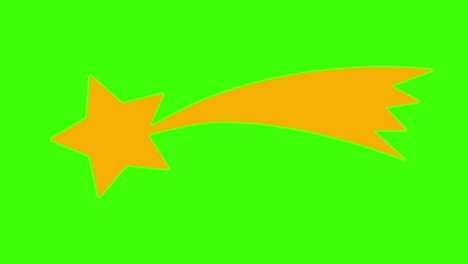 colorful simple animation of an orange shooting star icon isolated on a green screen in 4k