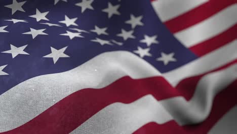 Animation-of-red-firework-and-red,-white-and-blue-confetti-falling-over-waving-american-flag