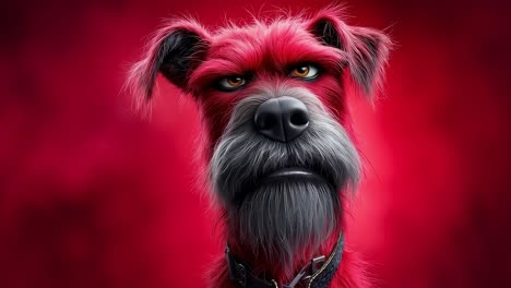 angry red dog portrait on scarlet