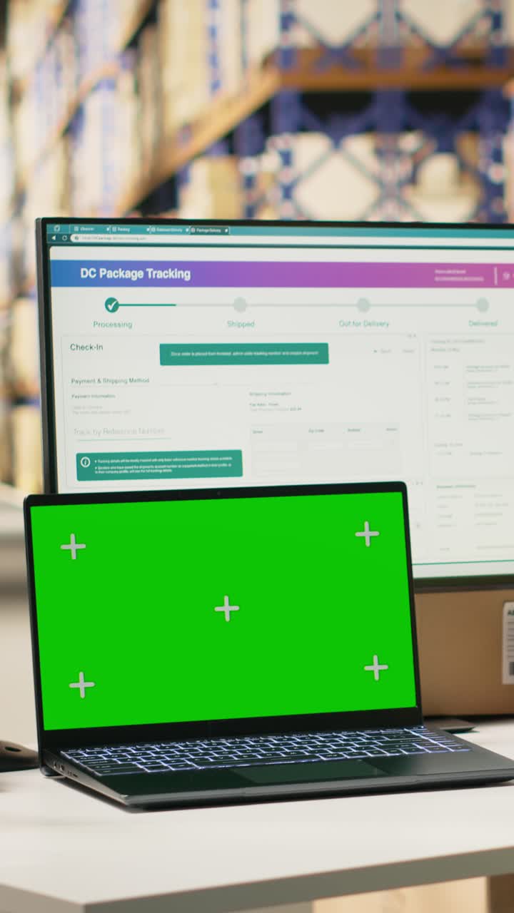 Vertical Video Male employee handling import export shipment details with copy space