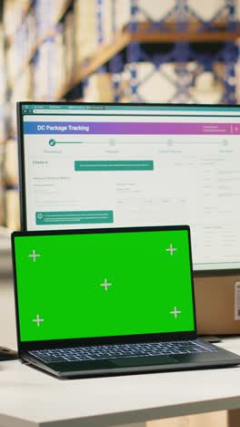 vertical video male employee handling import export shipment details with copy space