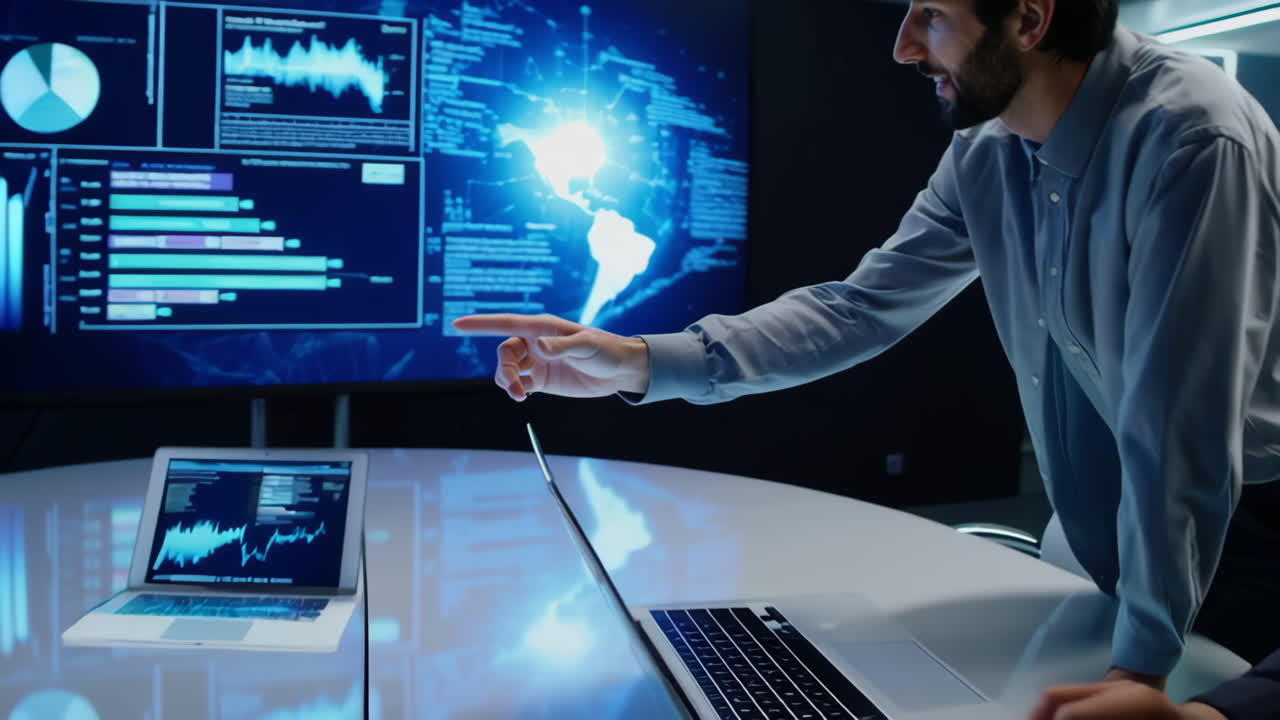 Business Meeting with Digital Displays