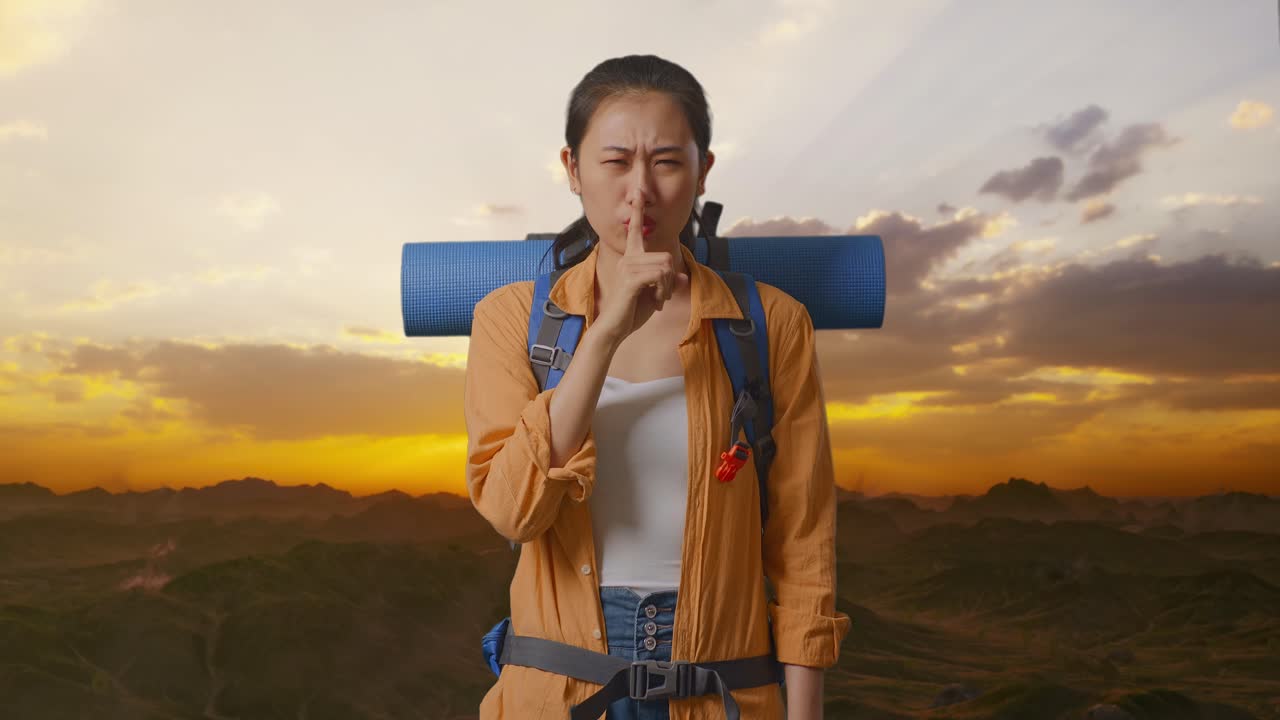 Woman Hiking, Sunset, Silence