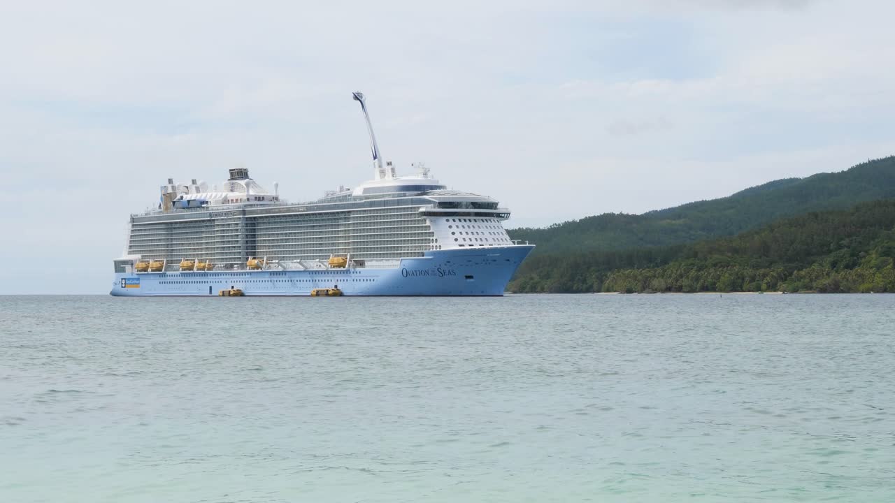 Cruise ship anchored at Mystery Island, Vanuatu.