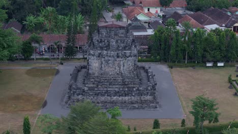 aerial view of megalithic stone monument. buddhist temple of mendut located in magelang, central java, indonesia.