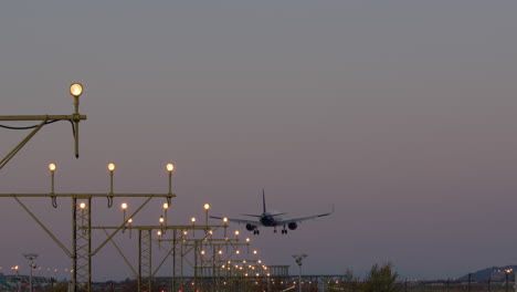 airplane landing at night