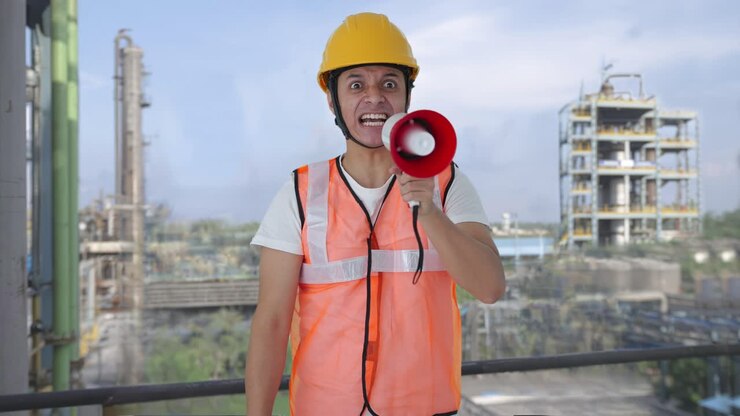 trabajadores de la construcción indios enojados protestando por sus derechos