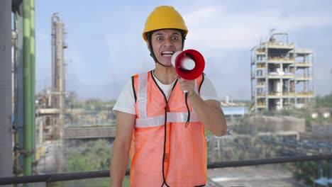angry indian construction labour protesting for rights