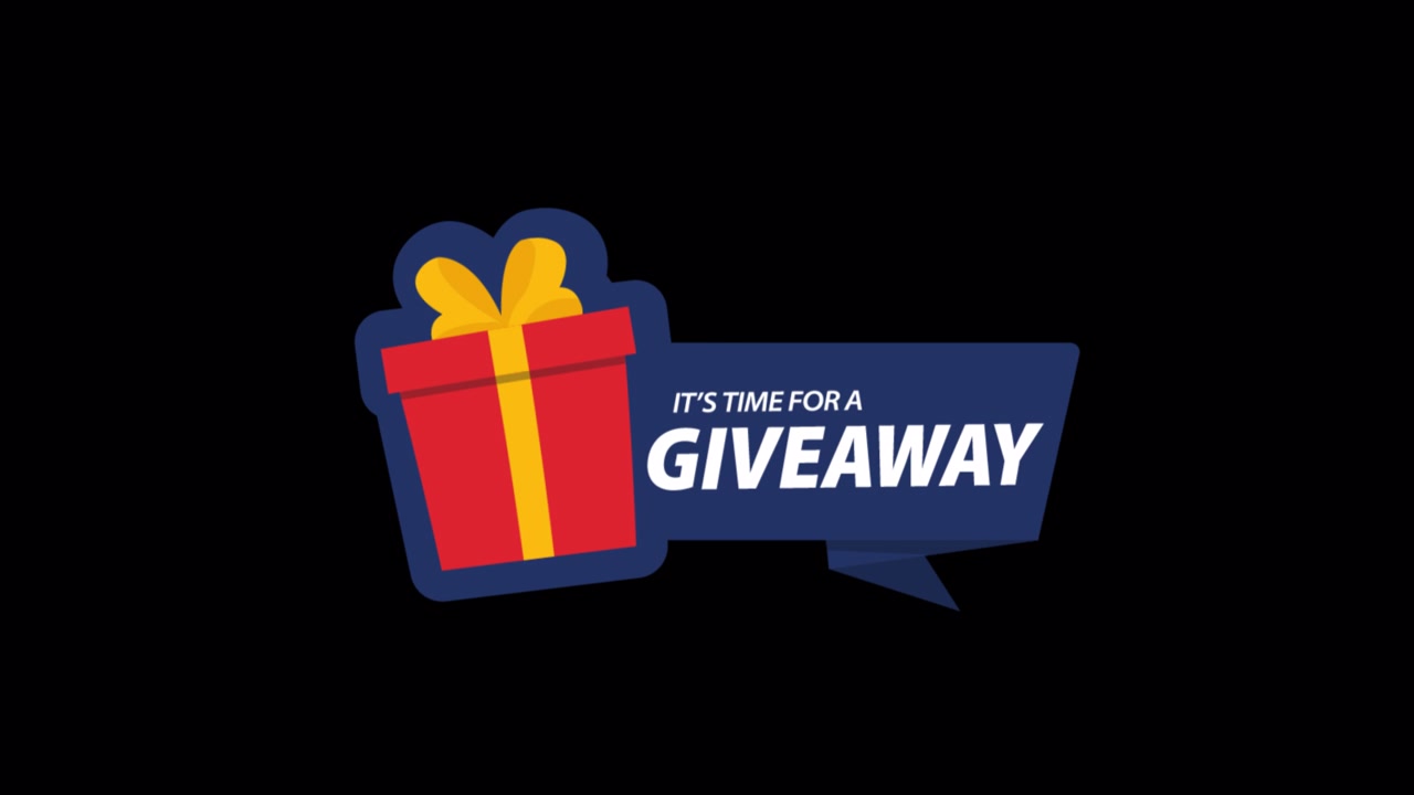 Animated Giveaway Graphic with Red Gift Box and Text