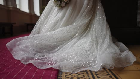 bride's wedding dress and biedermeier