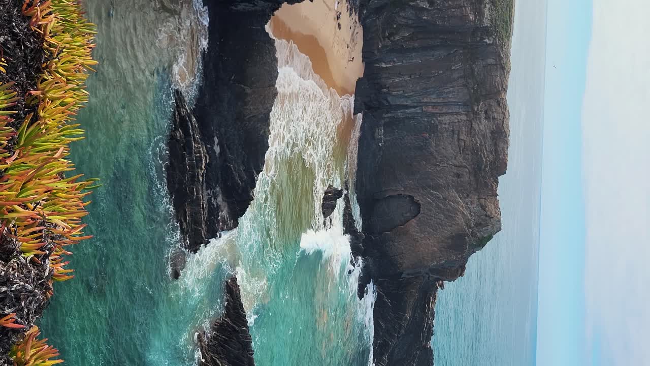 Almograve Beach, Alentejo, Portugal, Vicentine Coast Natural Park Portugal, Hiking Rota Vicentina the Fisherman's Trail Along the Alentejo Coastline to Wild and Rugged Beaches Narrow Cliff Side Paths