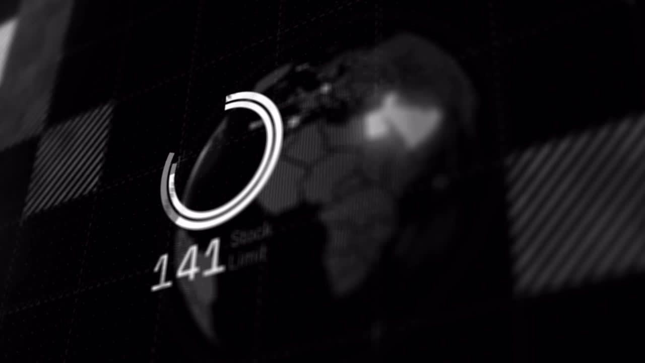 Animation of circle with increasing number over black background with white shapes