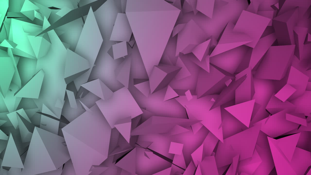 fondo abstracto de formas geométricas de color verde oscuro y rosa en movimiento