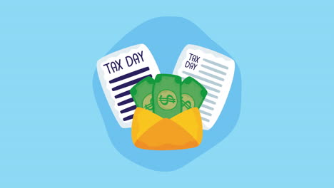 tax day animation with document and envelope