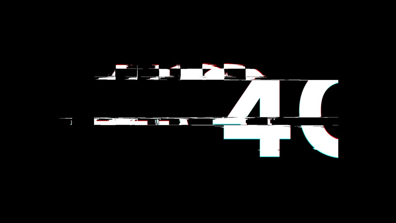 4G, Testo con effetto glitch, distorsione TV digitale, animazione in loop 4K