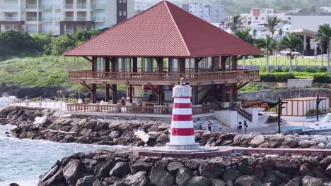 Little-Lighthouse-by-the-Marina-at-Hilton-Garden-Inn-La-Romana,-Dominican-Republic