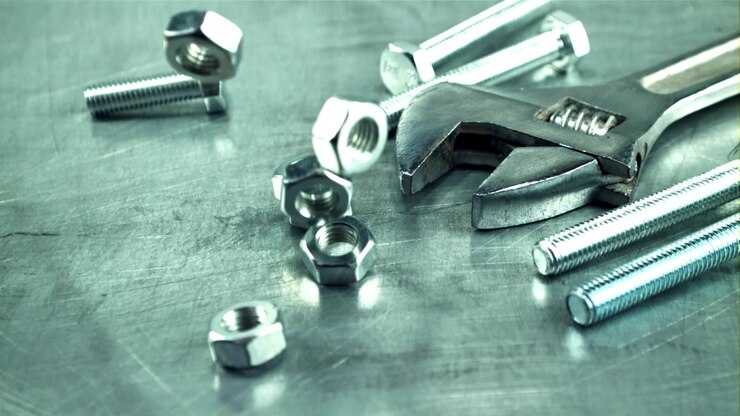 Slow Motion of Metal Nuts Falling onto a Metallic Surface with Tools