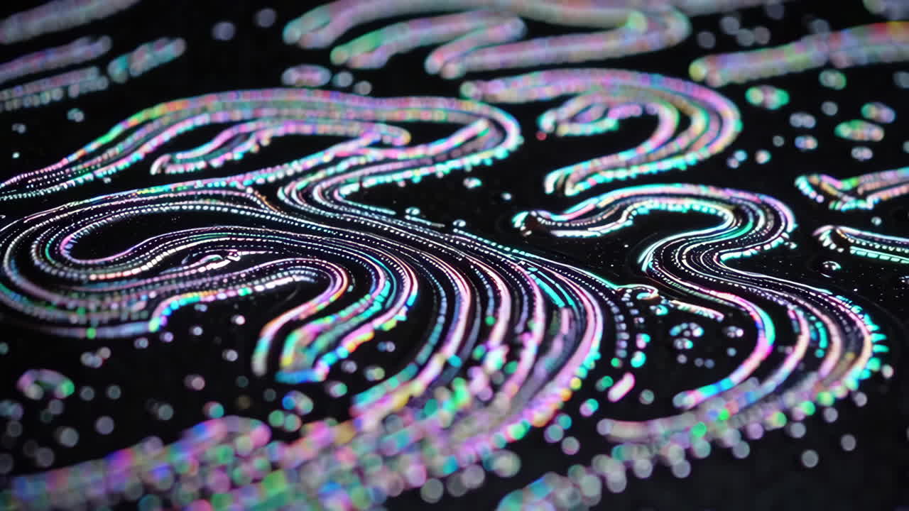 Iridescent Soap Bubble Patterns on Dark Background