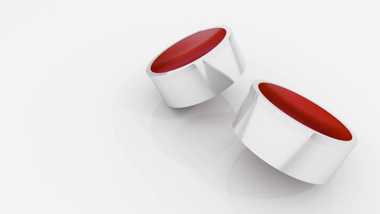 Abstract 3d cylinder with  glass reflection surface rotating. 4k animation looping render footage.