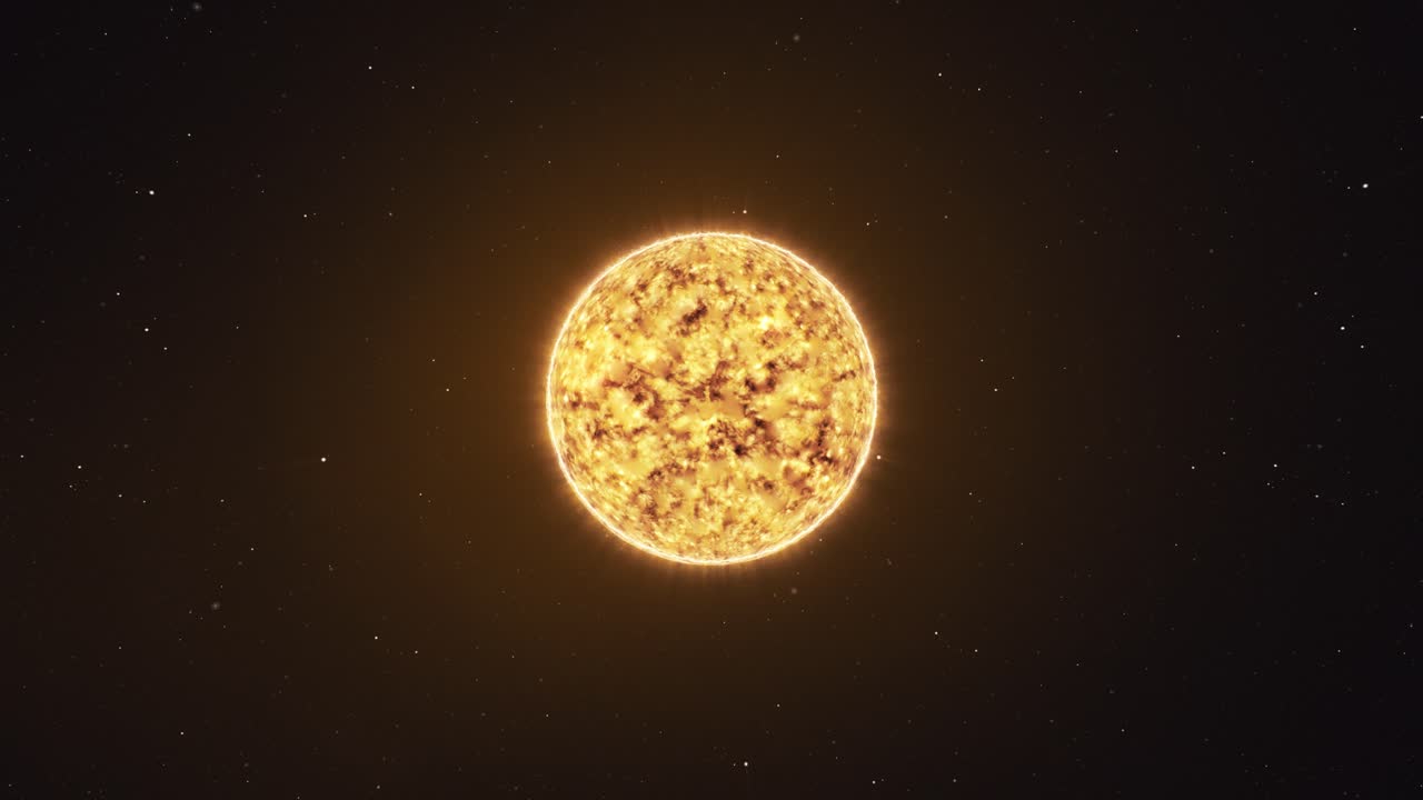 Sun in outer space: 3D animation, zooming out