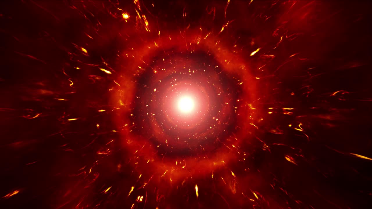 un brillante túnel espacial de energía roja