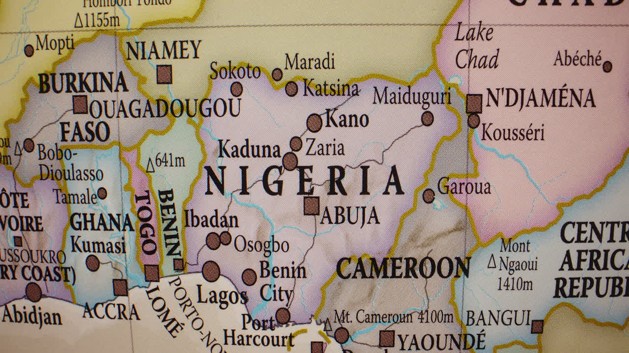 Close-up Map of Nigeria and Surrounding West African Countries