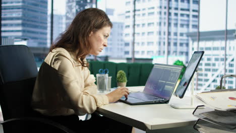 mujer directora decidida desarrollando un nuevo plan de negocios