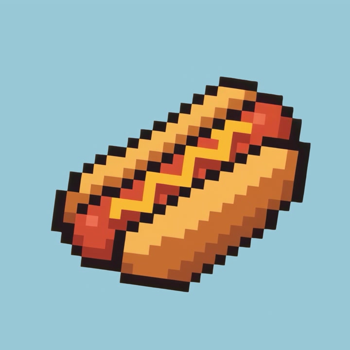 Animazione di hot dog in pixel art rotante