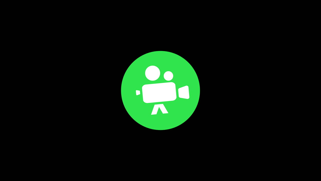 Icona animata della videocamera che appare in un cerchio verde